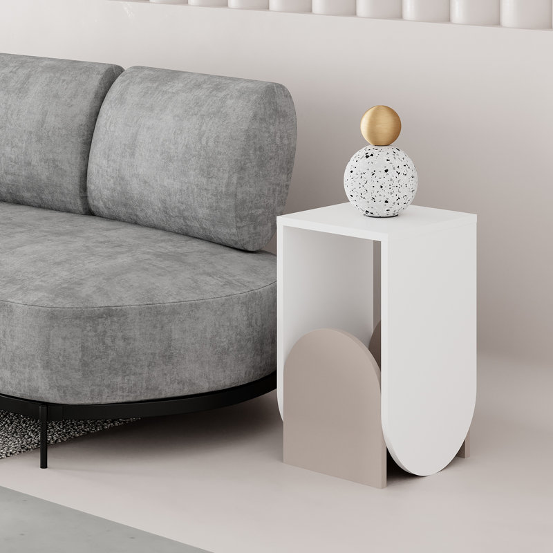 Hovi End Table, White/Light Mocha