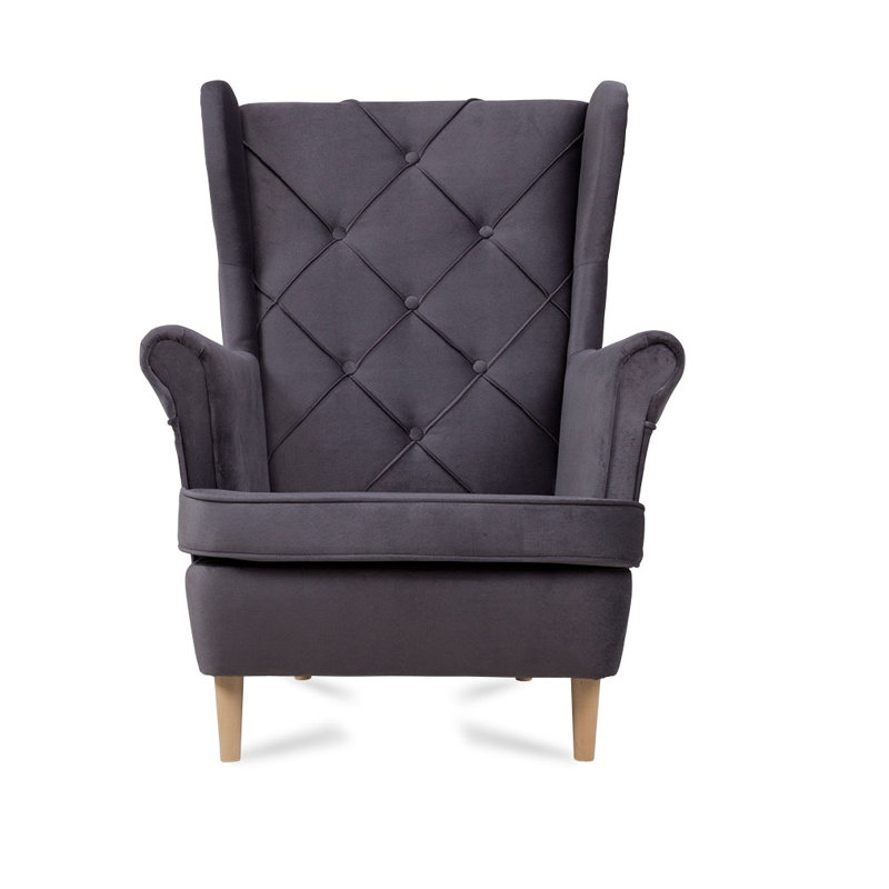 Aspen Velvet Wingback Chair, Grey