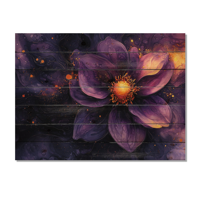 Dahlia vif lavande Dreamscape II - impression sur bois de dahlia - sur bois de pin naturel, H 10 po x l 20 po x P 0,78 po