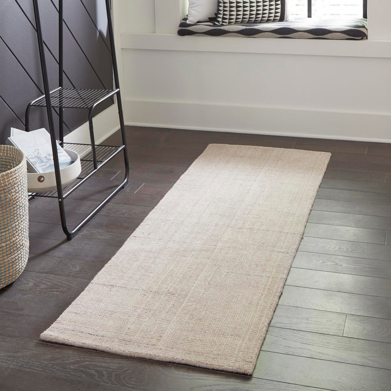 Tapis uni / rayé couleur liabah fève vanille - couleur ivoire, Tapis de couloir 2 pi x 6 pi