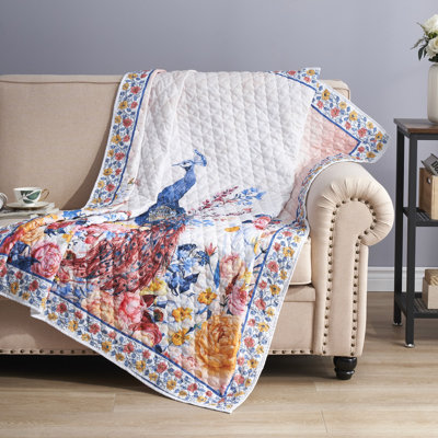 Greenland Home Fashions Huntington Gold Throw – 50" x 60" Brushed Microfiber Quilted Blanket with Polyester Fill