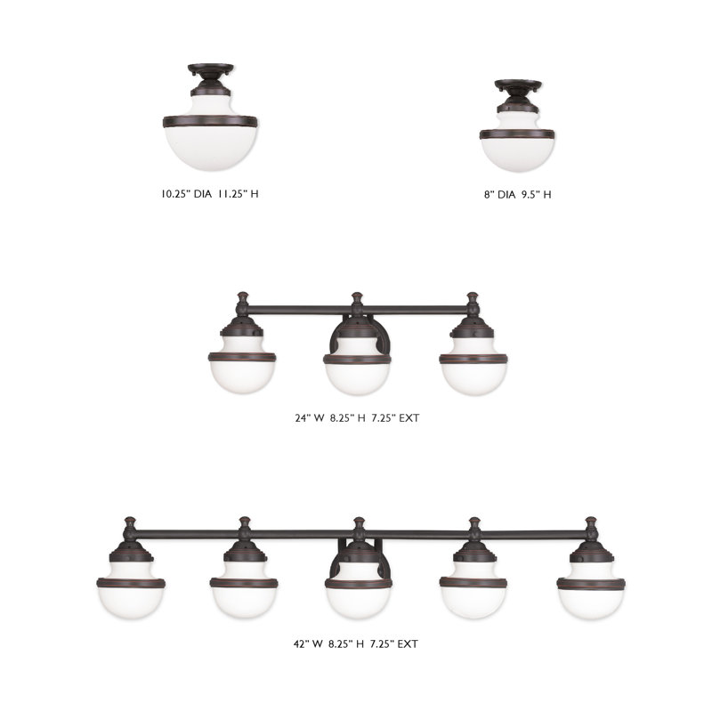 Éclairage pour meuble-lavabo à intensité variable Aseret, Bronze vieilli, H 8,25 po x l 24 po x P 7,25 po, 3 Lights