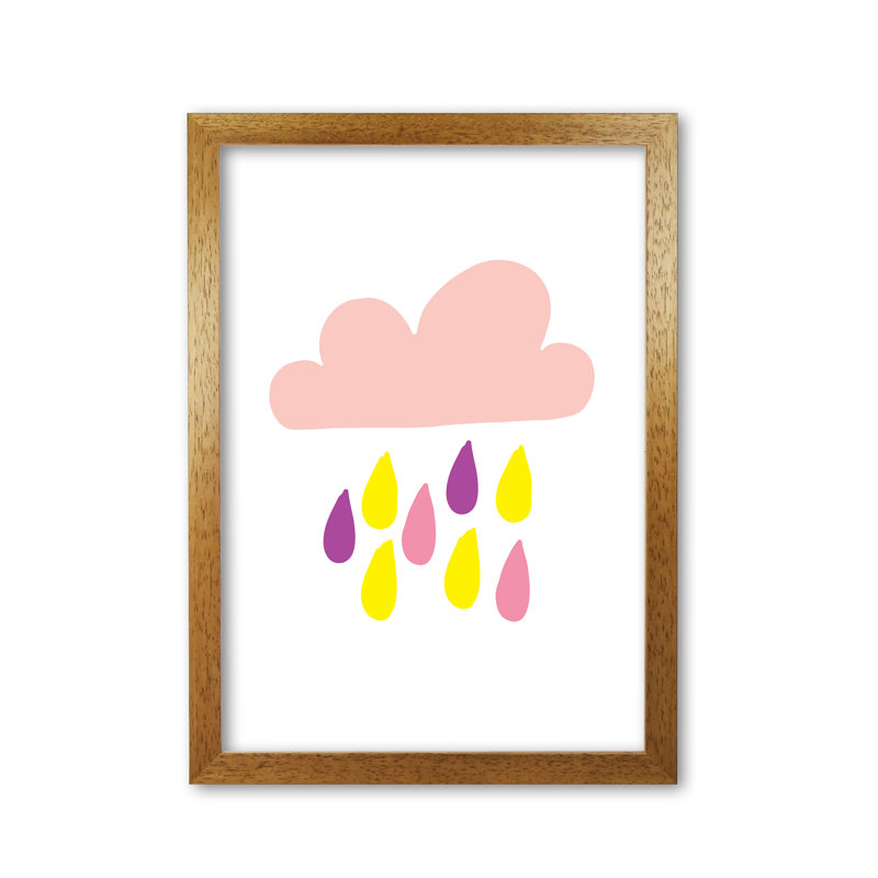Rain Cloud - Print, Honey Oak Frame, 30 cm H x 21 cm W x 5 cm D