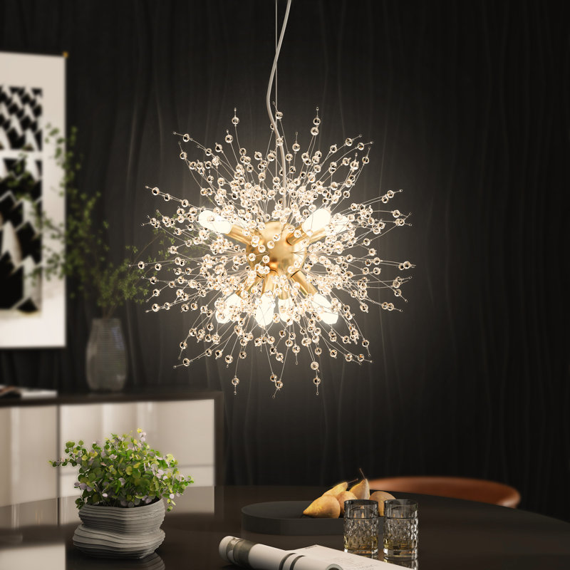 Lustre sphérique spoutnik 9 lumières Kristoff, Doré