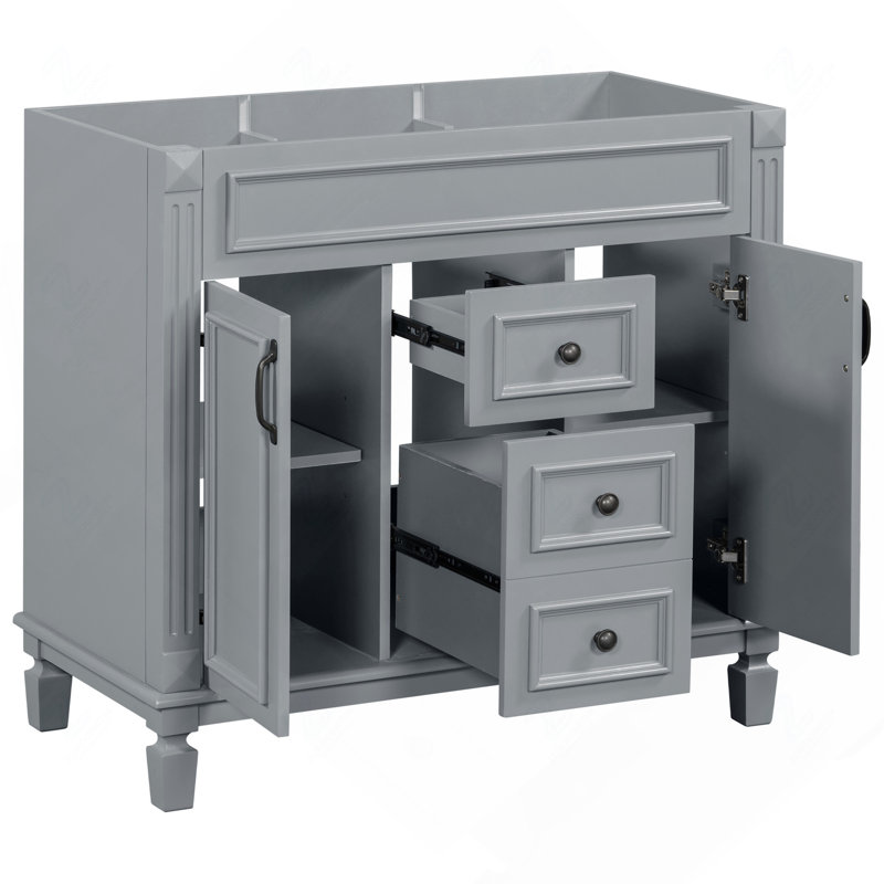 Meuble-lavabo 36 po sans lavabo supérieur, armoire seulement, armoire de rangement moderne avec 2 portes à fermeture douce