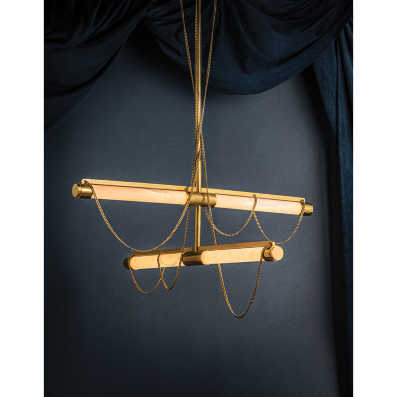 Lariat - Dimmable LED Cylinder Chandelier by Noz Nozawa for Corbett Lighting, 77.75" H x 7.75" W x 7.75" D