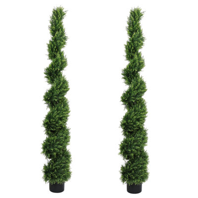 Artificial Potted Spiral Cedar Topiary