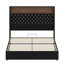 Soft Upholstered Bed Frame Featuring a Tall Wing-Back Headboard with Rivet Details, Built-in Shelving, USB Port, and Ambient Lighting-335136193