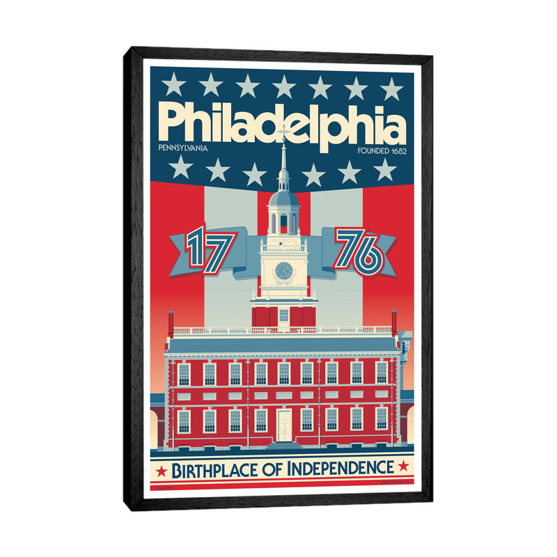 Philadelphia Independence Hall Travel by Jim Zahniser - Print on Canvas, 66.04cm H x 45.72cm W x 3.81cm D, Black Framed