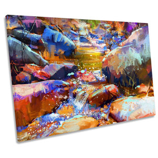 Abstract Landscape Waterfall - Wrapped Canvas Painting