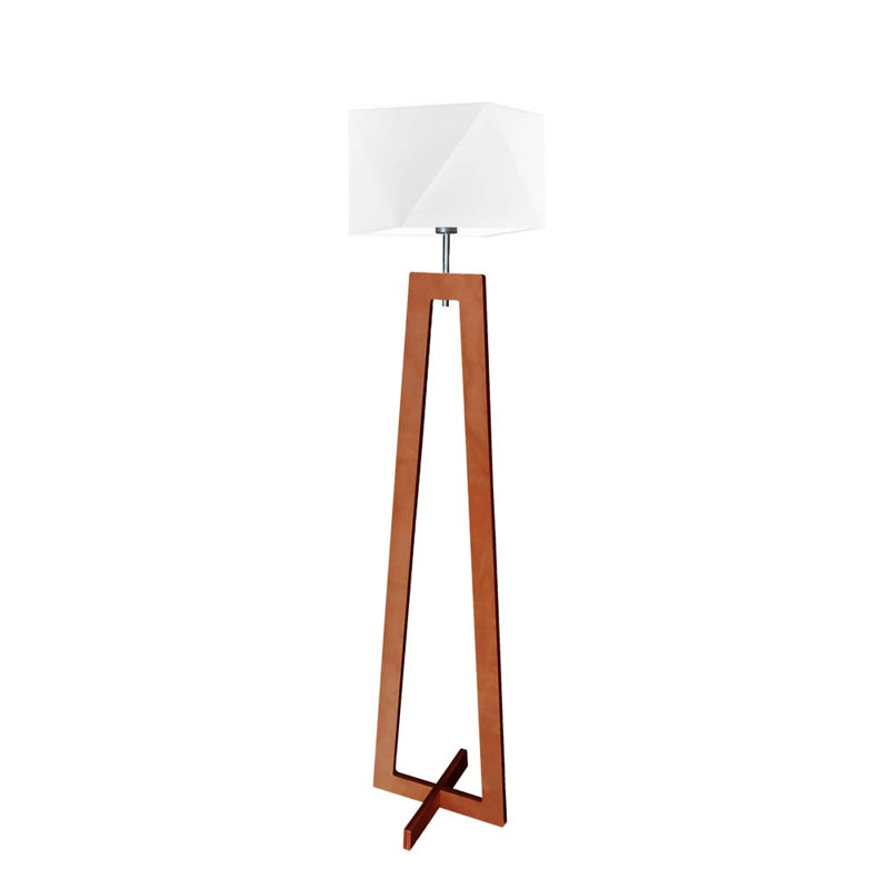 Ayaab 152cm Traditional Floor Lamp, Mahogany, White