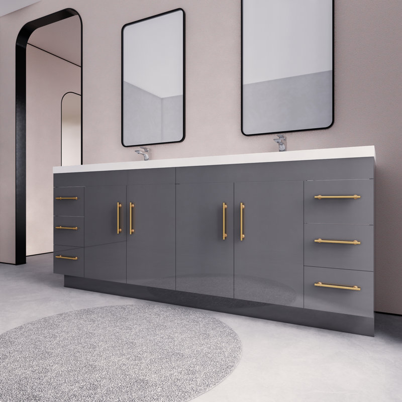 Ensemble de meuble-lavabo double 84 po Irline, Gris