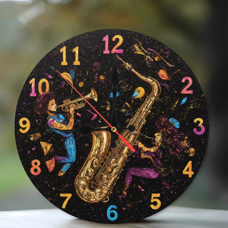 Horloge avec des musiciens de jazz