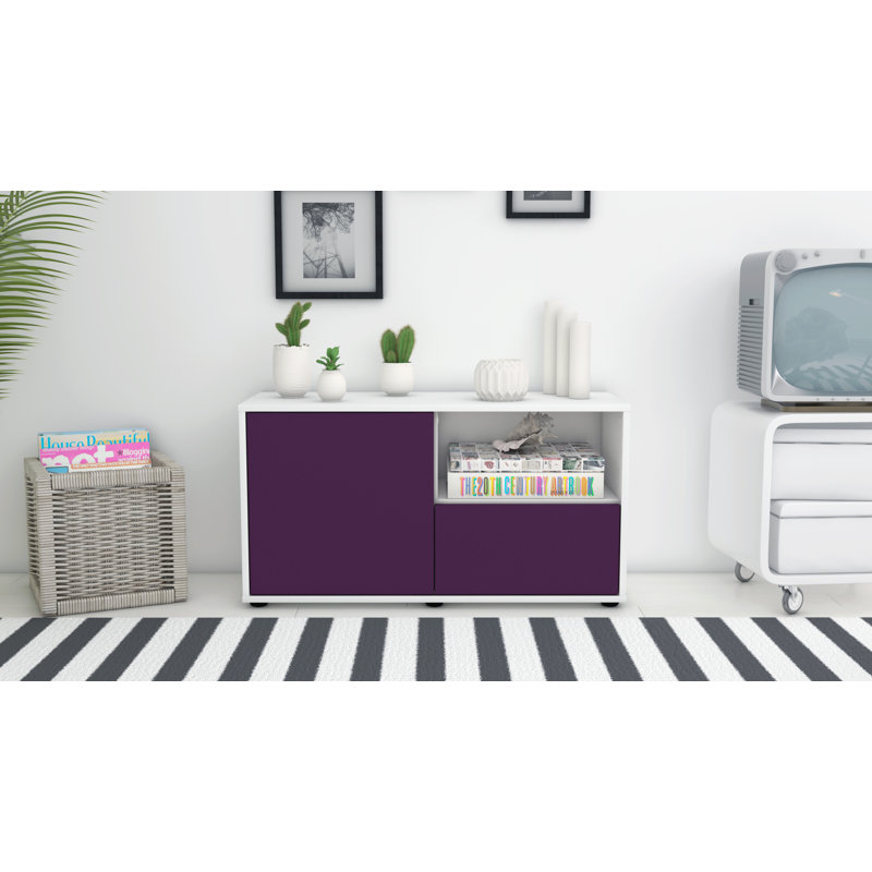 Sincere 92cm W 1 - Drawer Chest of Drawers, Purple / Matte White
