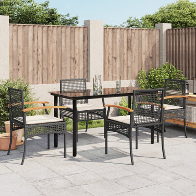 Hokku Designs 5 Piece Patio Dining Set With Cushions Beige Poly Rattan by Hokku Designs