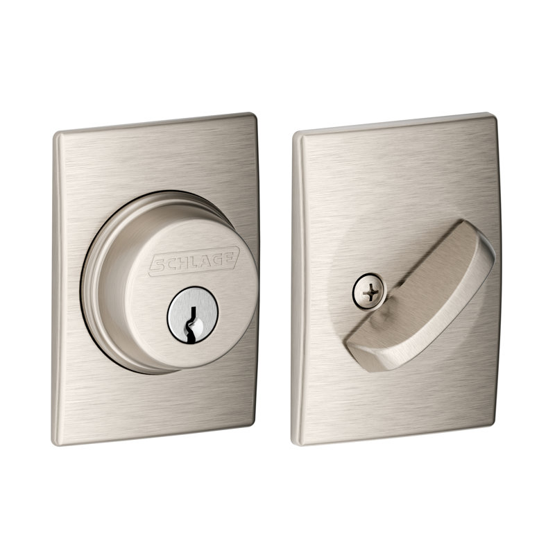 Single Cylinder Deadbolt with Century Trim, Satin Nickel
