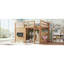 Lits peu encombrants avec rangement, mezzanine double en bois aggloméré de pin, chambre d'enfant rustique