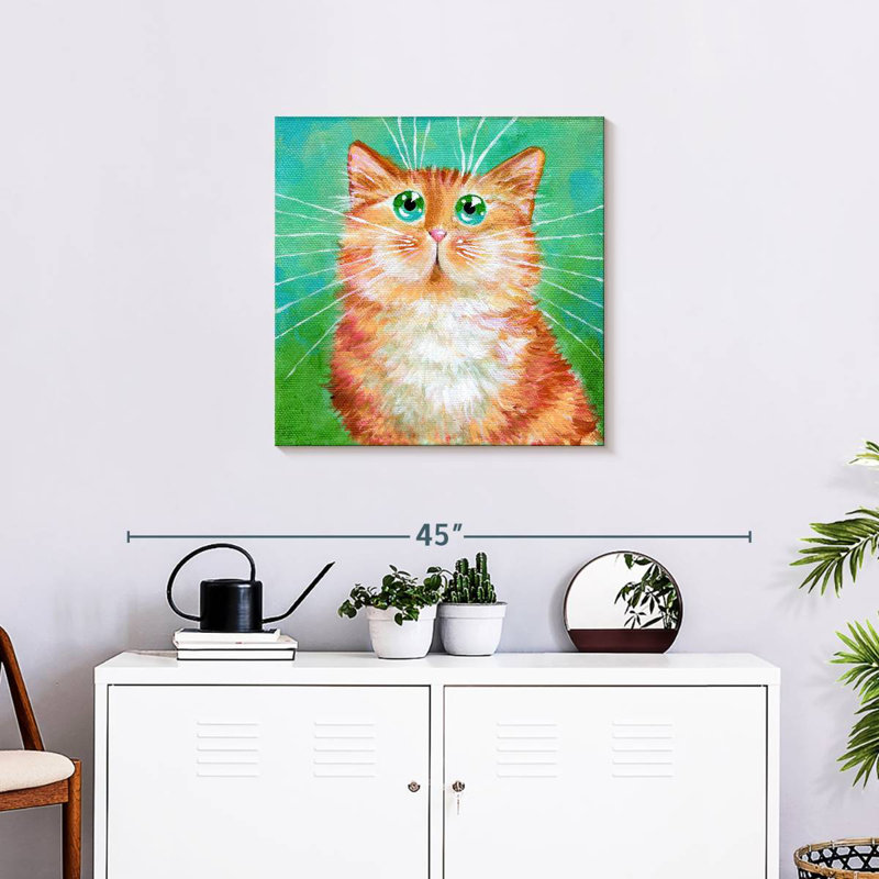 Crowle Ginger Tabby On Super Green, 24" H x 24" W
