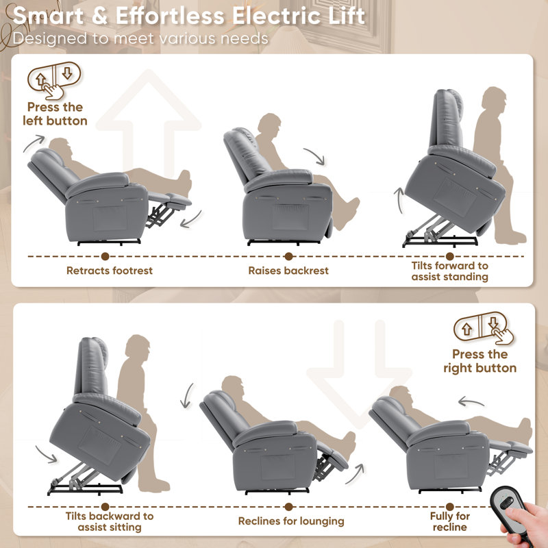 Luxury Massage Sofa Recliner Chair - 8-Point Kneading/Widened Backrest/Double Cup Rest/Elderly Assistance to Lift, 160° Flat Lying + Multi-Layer Storage, Dual-Purpose Living Room and Bedroom electrically adjustable chair