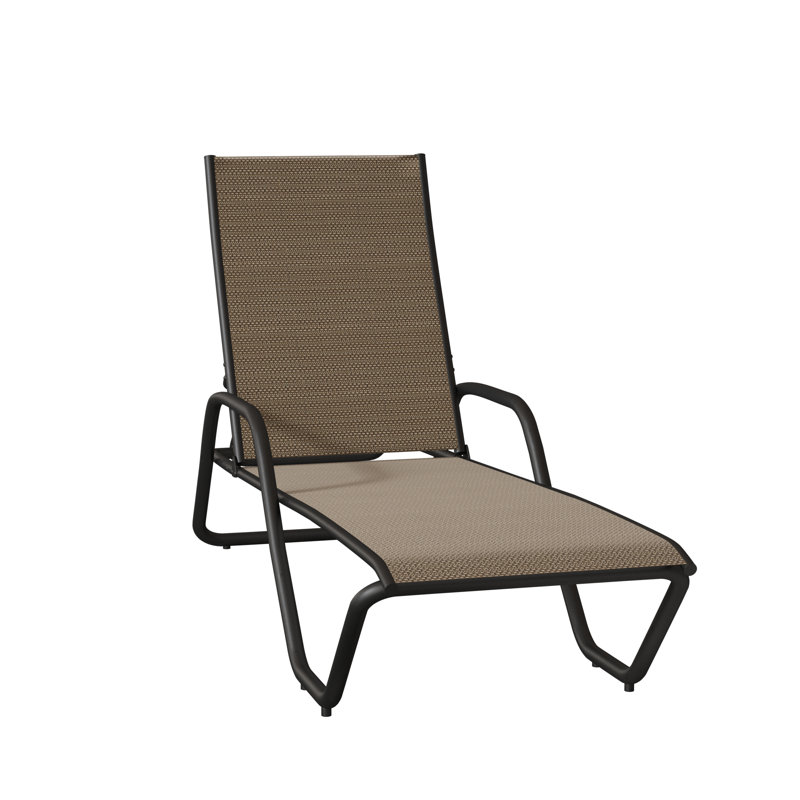 Outdoor Rust-Resistant Metal Chaise Lounge, Beacon Taupe Sunbrella®, Textured Desert