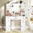  Makeup Vanity Desk w/ Lighted Mirror Charging Station 3-Color Dimmable LED Lights