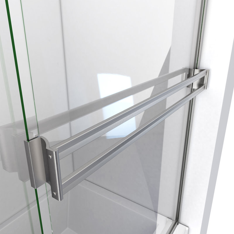 52" W x 56" H Bypass Semi-Frameless Tub Door, Brushed Nickel, Clear