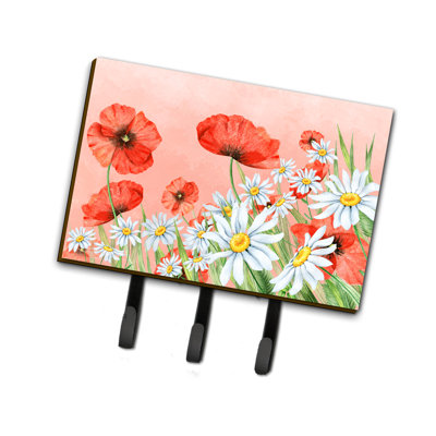 Porte-clés mural avec coquelicots coquelicots et camomille