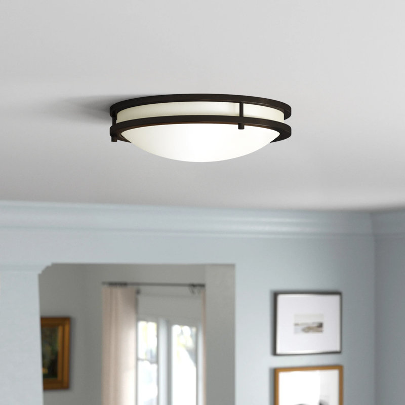 Mahone Acrylic LED Flush Mount, 4.13" H x 14.5" W x 14.5" D, Painted Brushed Nickel