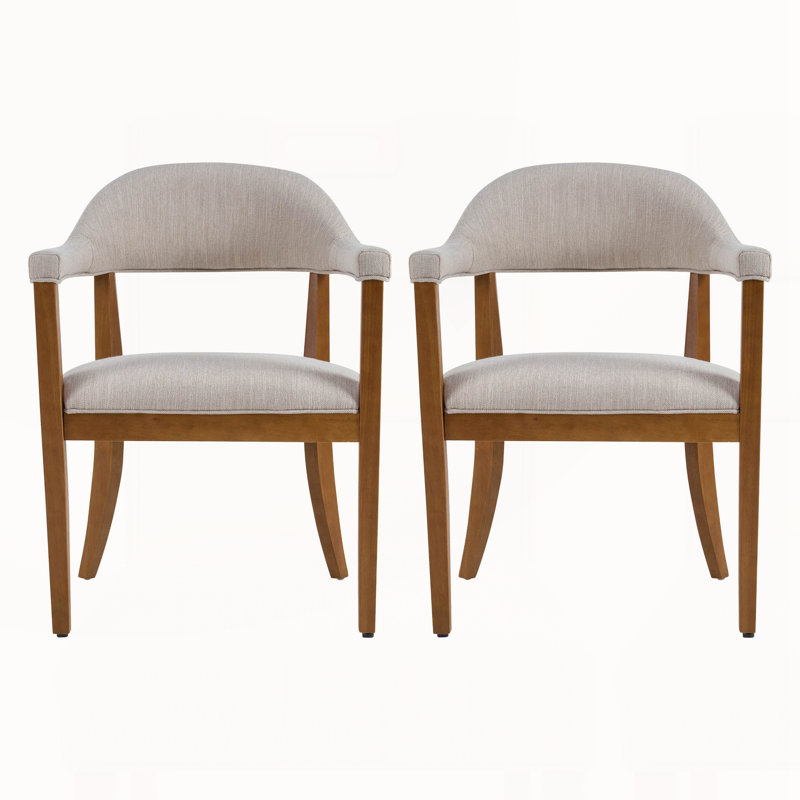 Structure en bois avec chaises de salle à manger rembourrées avec accoudoirs (ensemble de 2), Noyer