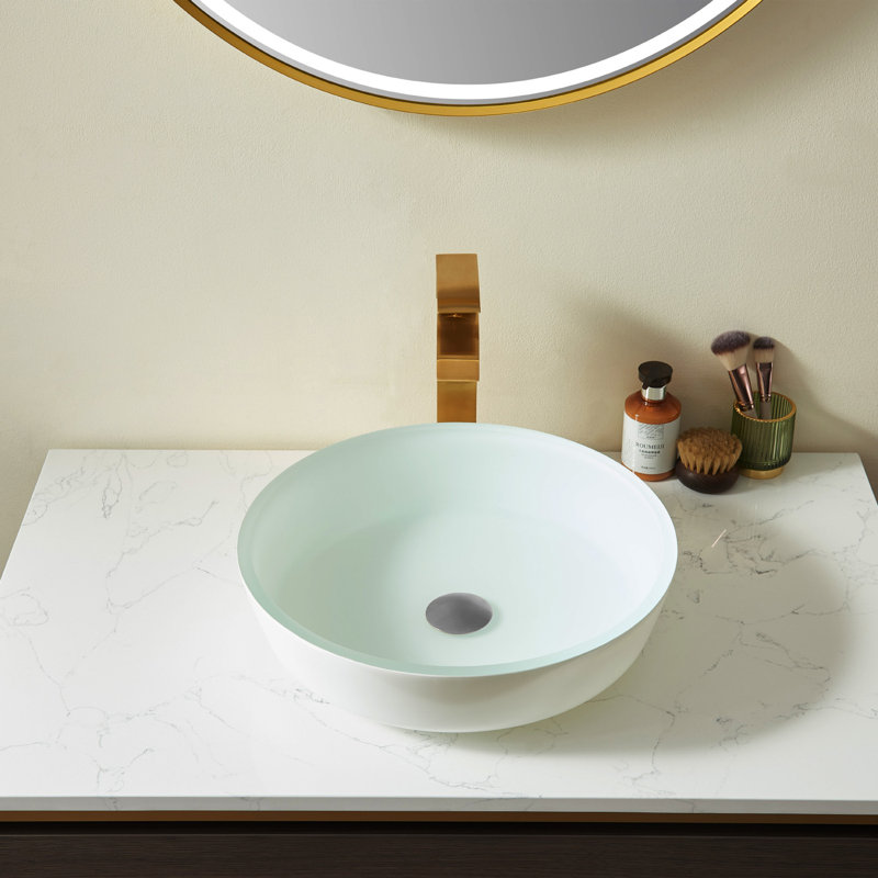 Matte Black Round Glass Bathroom Vessel Sink Bowl