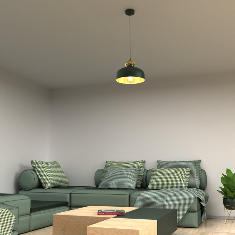 Felix 1 - Light Dome;Single;Shaded Pendant, Green/Gold