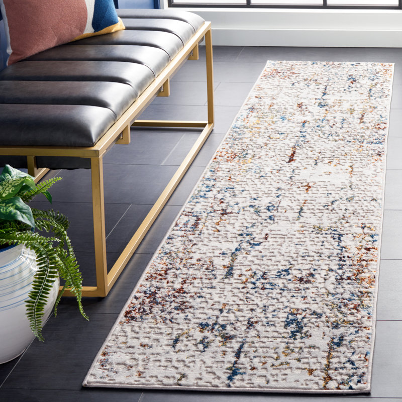 Tapis gris / gris clair Minyard 254, Tapis de couloir 2 pi x 8 pi