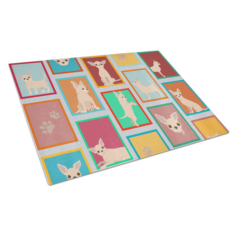 Lots of Chihuahua Glass Cutting Board Large