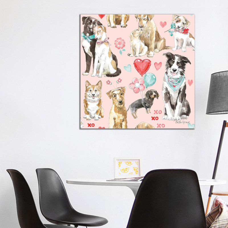 Paws Of Love Pattern IB by Beth Grove - Wrapped Canvas Print, 93.98 cm H x 93.98 cm W x 3.175 cm D