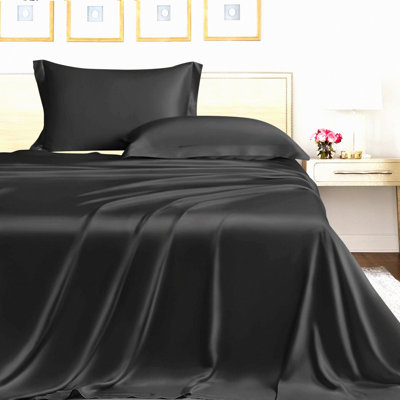 CoolLux Queen Tencel Flat Sheet - Premium Hotel Quality Soft Cooling Bed Sheet for Queen Size Bed in Charcoal - Austrian Made