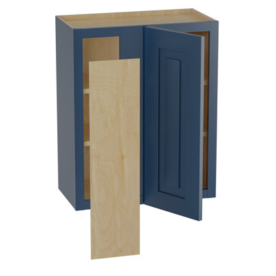 Gallery Express Ellison Plywood Assembled 24 in. W X 12 in. D X 42 in. H Corner Blind Kitchen Cabinet Left in Navy