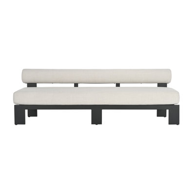 Chaz 86" Black Aluminum Bolster Back Patio Sofa with Cushions