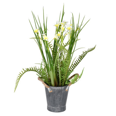 Arrangement floral en pot jonquille