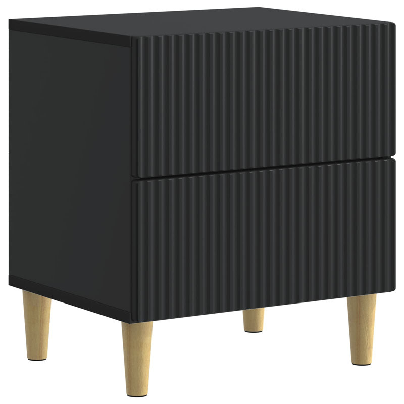 43cm W Manufactured Wood Bedside Table, Black