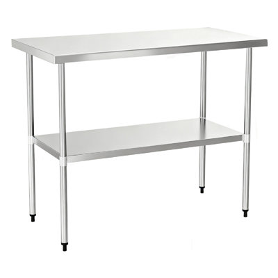 Table de travail en acier inoxydable avec tablette de rangement