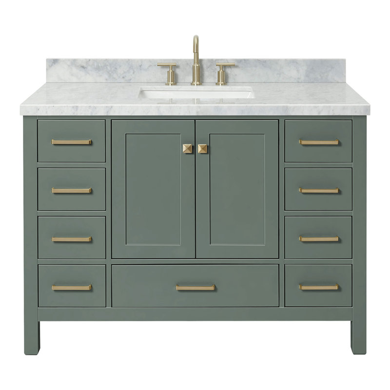 Grevera 49" Single Bathroom Vanity Set, Vintage Green, Rectangular