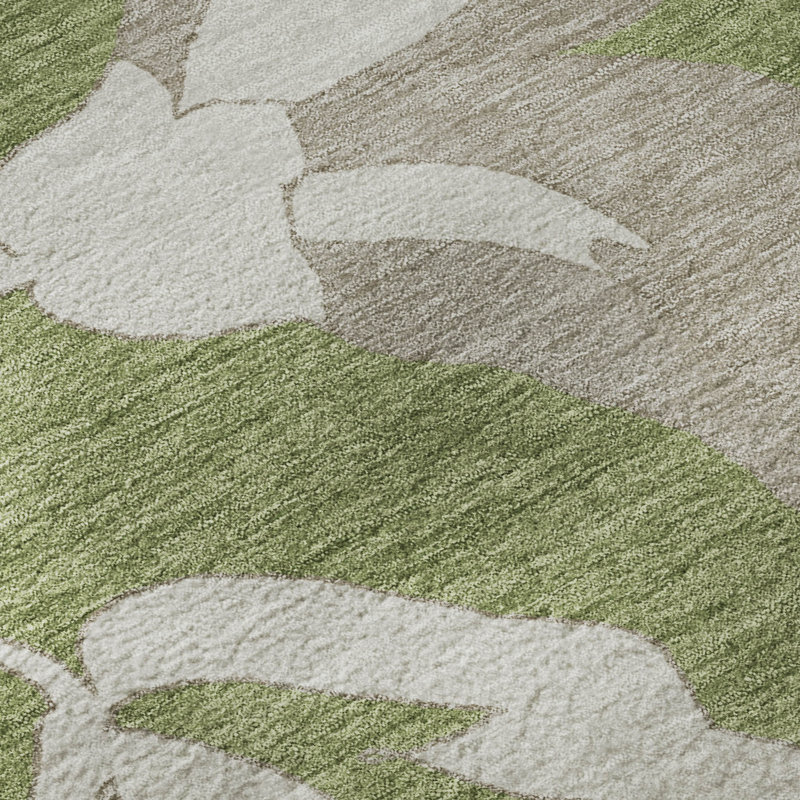 Premium Machine Washable Prisco Olive Rug, Runner 2'3" x 7'6"