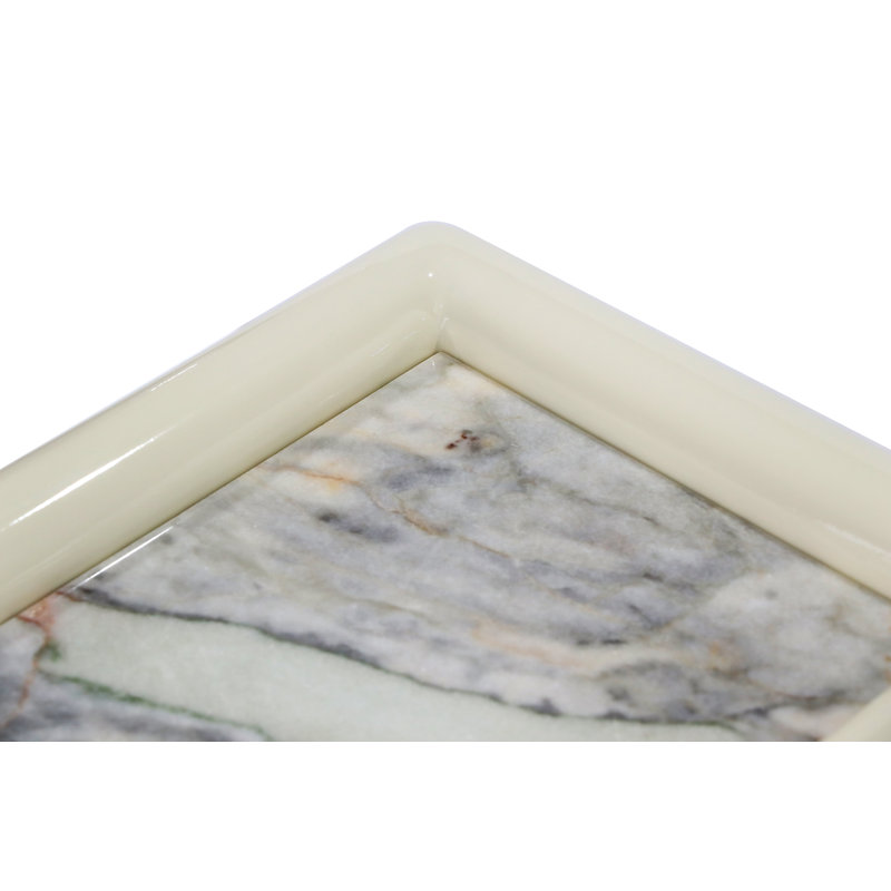 Table de bout Gattis Home, Blanc / blanc, Marbre
