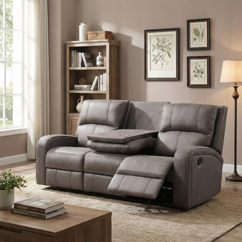 Champlin 3 Seater Reclining Sofa, Taupe