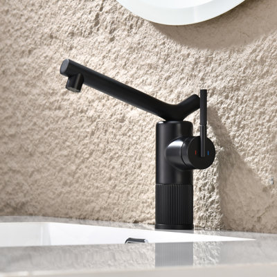 Robinet de salle de bain à bec unique et pivotant avec ligne d'alimentation