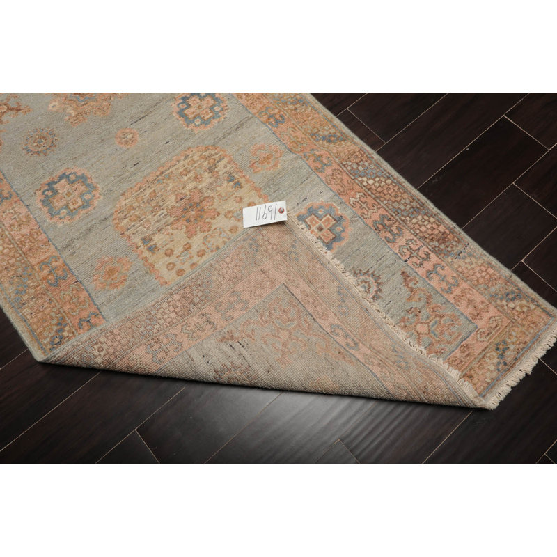 Tapis oriental en laine noué à la main 3 po x 5 po afghan Oushak menthe, couleur rosé