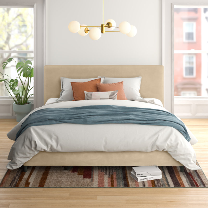 Pyburn Upholstered Platform Bed, King, Classic Pearl Performance Velvet