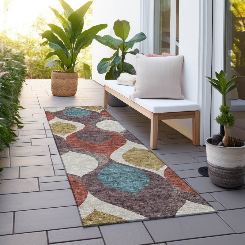 Washable Geometric Indoor / Outdoor Rug, Runner 2'3" x 7'6"