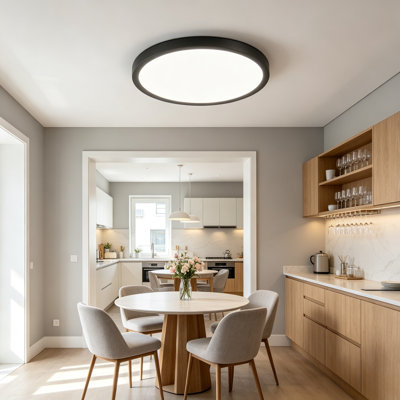 6pk 12 pouces plafonnier encastré à intensité variable réglable, 2700k-6500k réglable, 24w 2880lm moderne et mince plat rond pour le placard de cuisine de chambre à coucher au plafond bas, couloir
