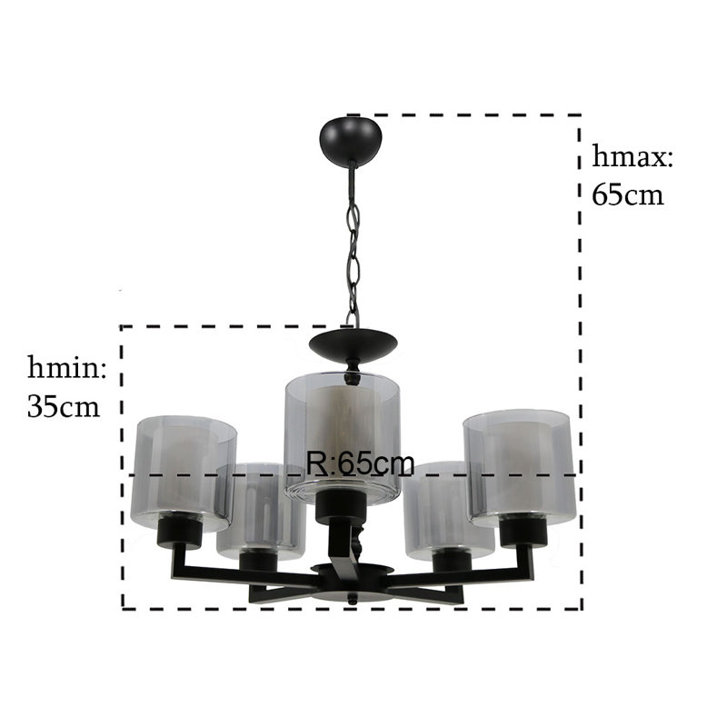 Affton 5 - Light Chandelier, Black, Grey